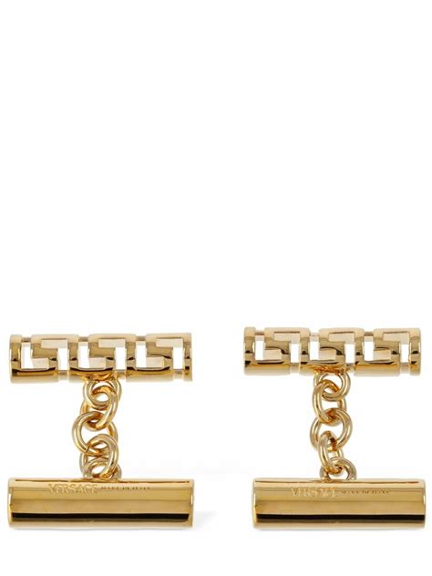 gold greek cuff links versace